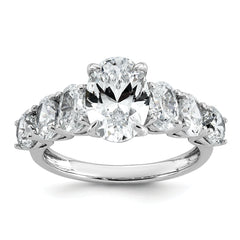 14k White Gold 3 7/8 carat Certified Lab Grown Diamond VS+ F+ Oval Complete Engagement Ring