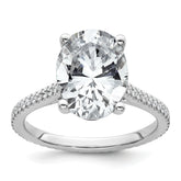 14k White Gold 4 1/4 carat Lab Grown Diamond VS+ F+ Oval Complete Engagement Ring