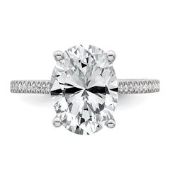 14k White Gold 4 1/4 carat Certified Lab Grown Diamond VS+ F+ Oval Complete Engagement Ring