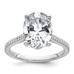 14k White Gold 4 1/4 carat Certified Lab Grown Diamond VS+ F+ Oval Complete Engagement Ring