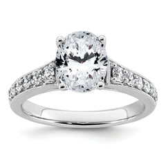 14k White Gold 1 7/8 carat Lab Grown Diamond VS+ F+ Oval Complete Engagement Ring