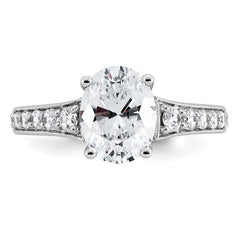 14k White Gold 1 7/8 carat Certified Lab Grown Diamond VS+ F+ Oval Complete Engagement Ring