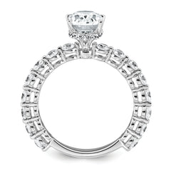 14k White Gold 2 5/8 carat Certified Lab Grown Diamond VS+ F+ Oval Complete Engagement Ring