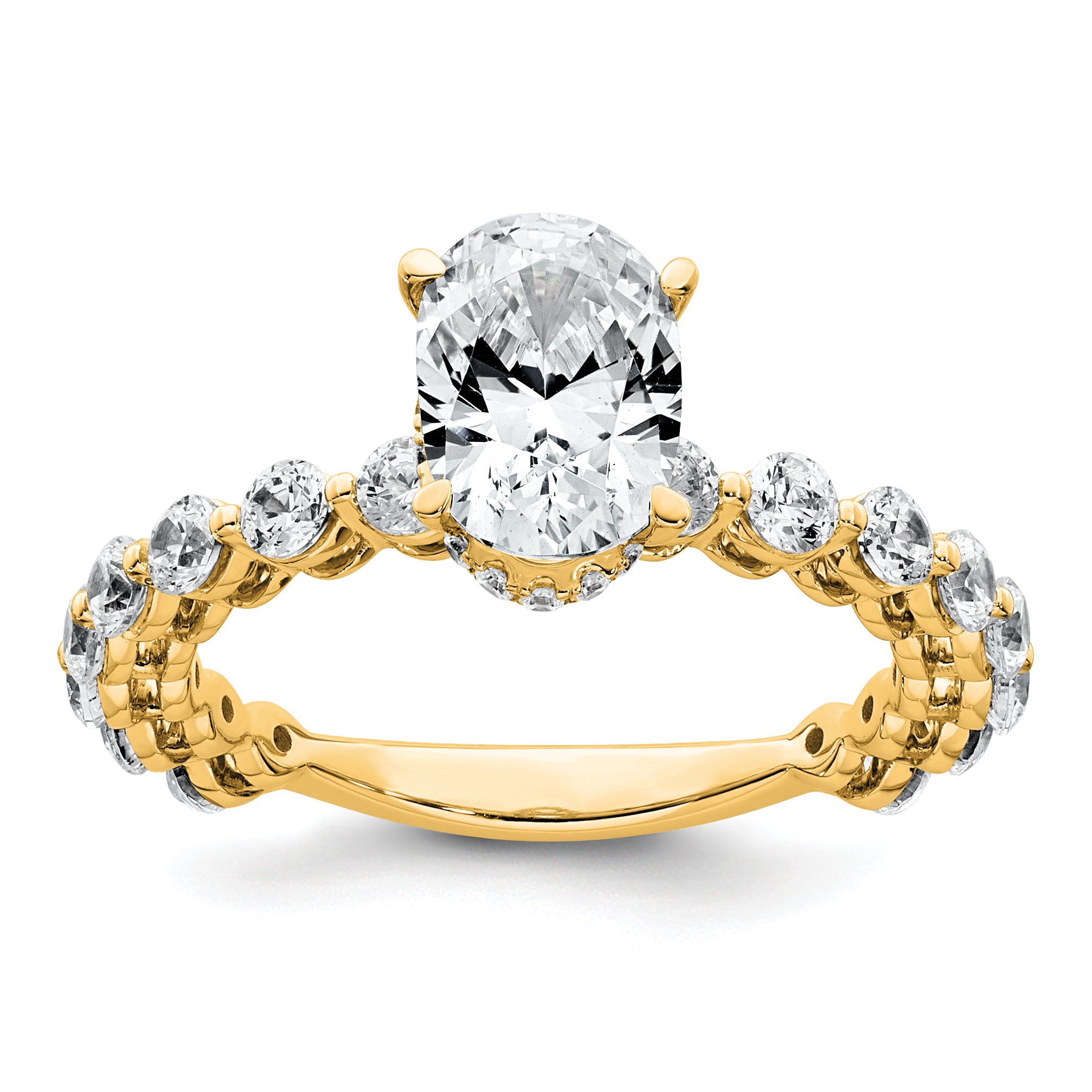 14k 2 5/8 carat Certified Lab Grown Diamond VS+ F+ Oval Complete Engagement Ring