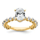 14k 2 5/8 carat Certified Lab Grown Diamond VS+ F+ Oval Complete Engagement Ring