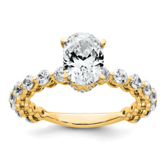 14k 2 5/8 carat Certified Lab Grown Diamond VS+ F+ Oval Complete Engagement Ring