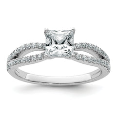 14k White Gold 1 1/4 carat Lab Grown Diamond VS+ F+ Princess Complete Engagement Ring