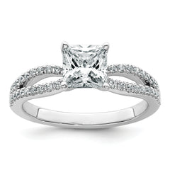 14k White Gold 1 1/2 carat Certified Lab Grown Diamond VS+ F+ Princess Complete Engagement Ring
