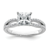 14k White Gold 1 3/4 carat Lab Grown Diamond VS+ F+ Princess Complete Engagement Ring