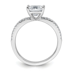 14k White Gold 1 3/4 carat Certified Lab Grown Diamond VS+ F+ Princess Complete Engagement Ring