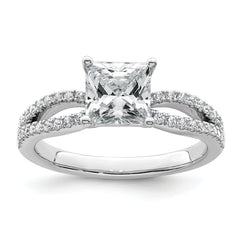 14k White Gold 1 3/4 carat Certified Lab Grown Diamond VS+ F+ Princess Complete Engagement Ring
