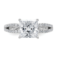 14k White Gold 2 carat Lab Grown Diamond VS+ F+ Princess Complete Engagement Ring