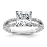 14k White Gold 2 carat Lab Grown Diamond VS+ F+ Princess Complete Engagement Ring