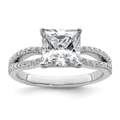 14k White Gold 2 carat Certified Lab Grown Diamond VS+ F+ Princess Complete Engagement Ring