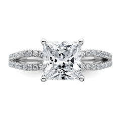 14k White Gold 2 1/4 carat Lab Grown Diamond VS+ F+ Princess Complete Engagement Ring