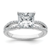 14k White Gold 2 1/4 carat Lab Grown Diamond VS+ F+ Princess Complete Engagement Ring