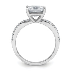 14k White Gold 2 1/4 carat Certified Lab Grown Diamond VS+ F+ Princess Complete Engagement Ring