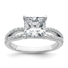 14k White Gold 2 1/4 carat Certified Lab Grown Diamond VS+ F+ Princess Complete Engagement Ring