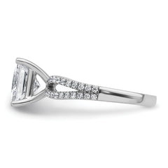 14k White Gold 2 1/2 carat Lab Grown Diamond VS+ F+ Princess Complete Engagement Ring