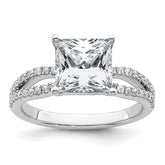 14k White Gold 2 1/2 carat Lab Grown Diamond VS+ F+ Princess Complete Engagement Ring