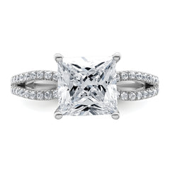 14k White Gold 2 3/4 carat Lab Grown Diamond VS+ F+ Princess Complete Engagement Ring
