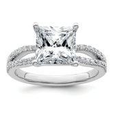 14k White Gold 2 3/4 carat Lab Grown Diamond VS+ F+ Princess Complete Engagement Ring