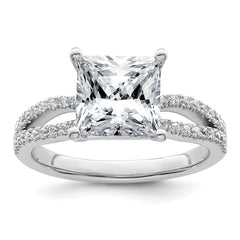 14k White Gold 2 3/4 carat Certified Lab Grown Diamond VS+ F+ Princess Complete Engagement Ring