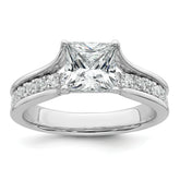 14k White Gold 1 7/8 carat Lab Grown Diamond VS+ F+ Princess Complete Engagement Ring