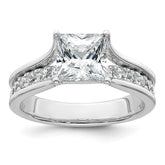 14k White Gold 2 1/2 carat Lab Grown Diamond VS+ F+ Princess Complete Engagement Ring