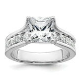 14k White Gold 3 1/6 carat Lab Grown Diamond VS+ F+ Princess Complete Engagement Ring