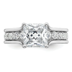 14k White Gold 3 1/6 carat Certified Lab Grown Diamond VS+ F+ Princess Complete Engagement Ring
