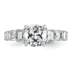 14k White Gold 3 3/8 carat Lab Grown Diamond VS+ F+ Cushion Complete Engagement Ring