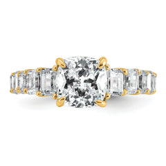 14k 3 3/8 carat Lab Grown Diamond VS+ F+ Cushion Complete Engagement Ring