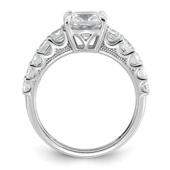 14k White Gold 3 3/8 carat Certified Lab Grown Diamond VS+ F+ Cushion Complete Engagement Ring