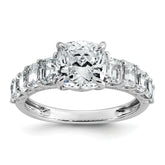 14k White Gold 3 3/8 carat Certified Lab Grown Diamond VS+ F+ Cushion Complete Engagement Ring