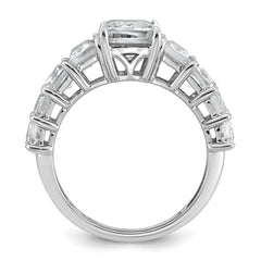 14k White Gold 5 carat Lab Grown Diamond VS+ F+ Emerald Complete Shared Prong Engagement Ring