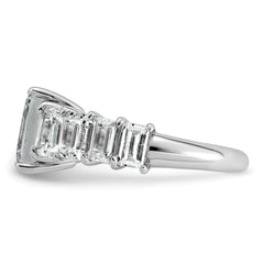 14k White Gold 5 carat Lab Grown Diamond VS+ F+ Emerald Complete Shared Prong Engagement Ring