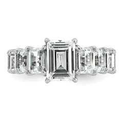 14k White Gold 5 carat Lab Grown Diamond VS+ F+ Emerald Complete Shared Prong Engagement Ring