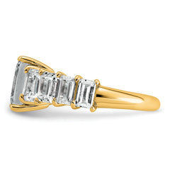 14k 5 carat Lab Grown Diamond VS+ F+ Emerald Complete Shared Prong Engagement Ring