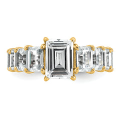 14k 5 carat Lab Grown Diamond VS+ F+ Emerald Complete Shared Prong Engagement Ring