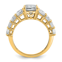 14k 5 carat Certified Lab Grown Diamond VS+ F+ Emerald Complete Shared Prong Engagement Ring