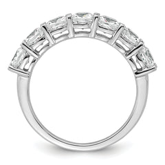 14k White Gold 2 1/2 carat Lab Grown Diamond VS+ F+ Cushion Complete Seven Stone Band