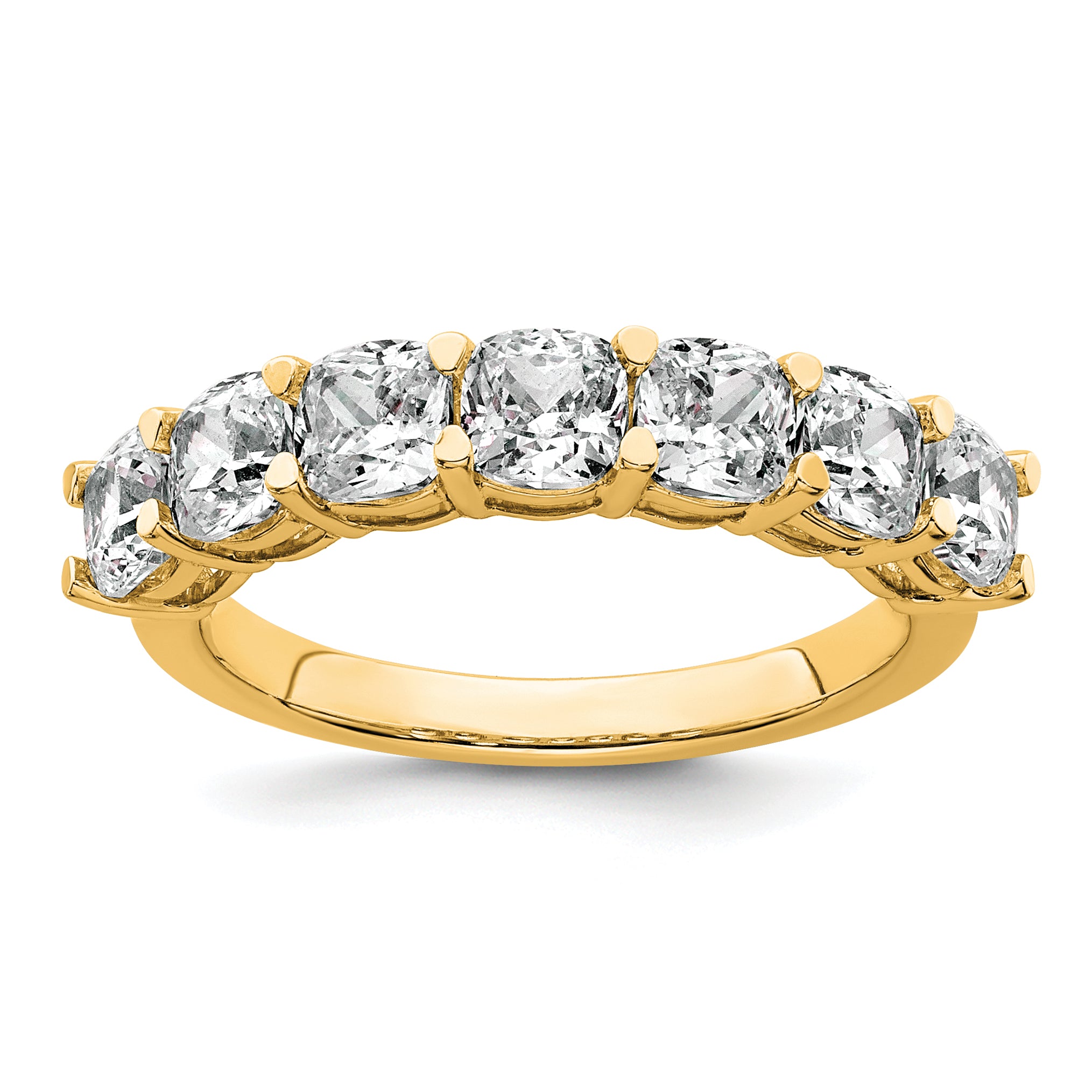 14k 2 1/2 carat Lab Grown Diamond VS+ F+ Cushion Complete Seven Stone Band