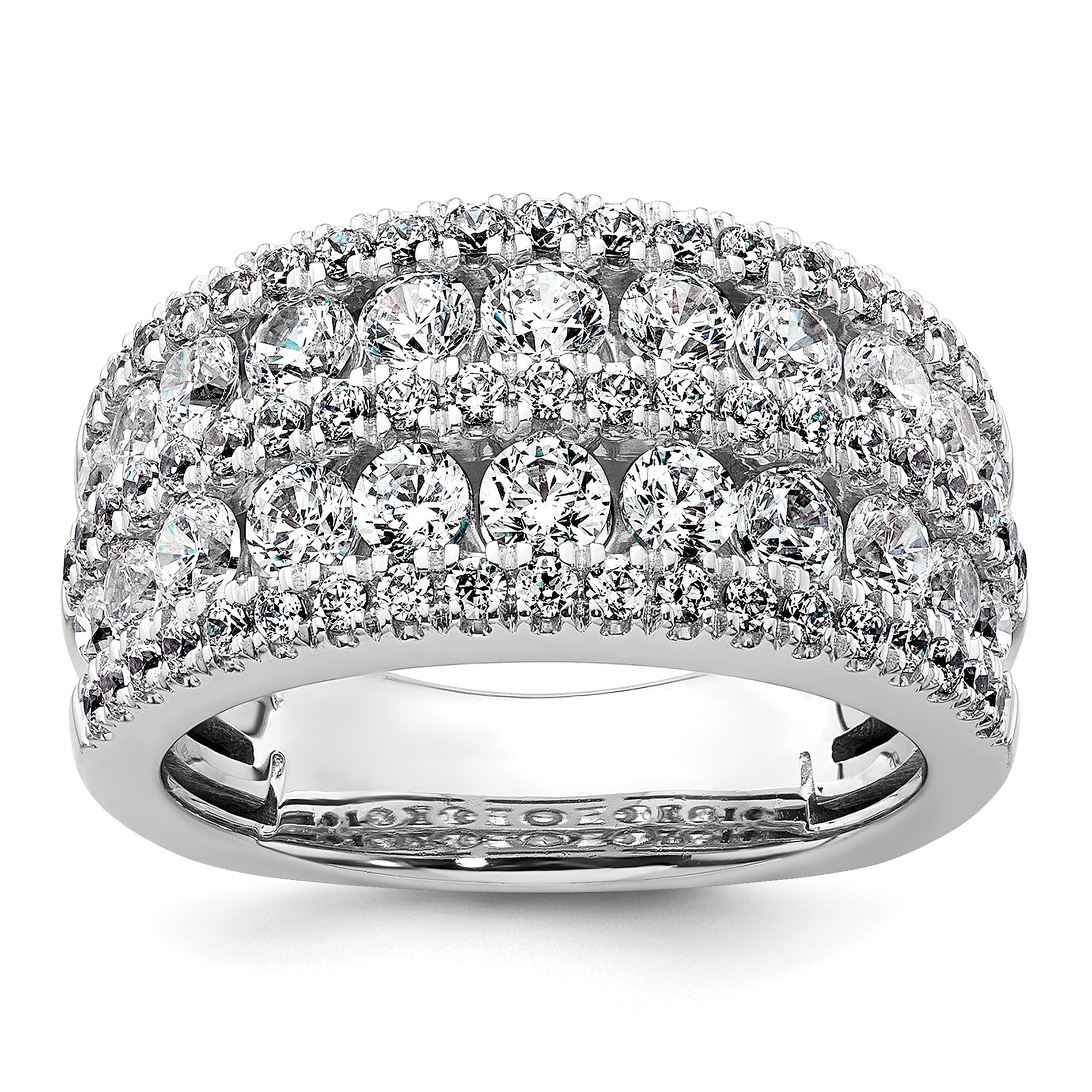 14k White Gold 2 1/5 carat Lab Grown Diamond VS+ F+ Complete Fashion Band