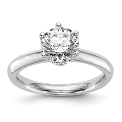 14k White Gold Six-Prong 1 carat center Round Solitaire Engagement Ring Mounting (No Stones Included)