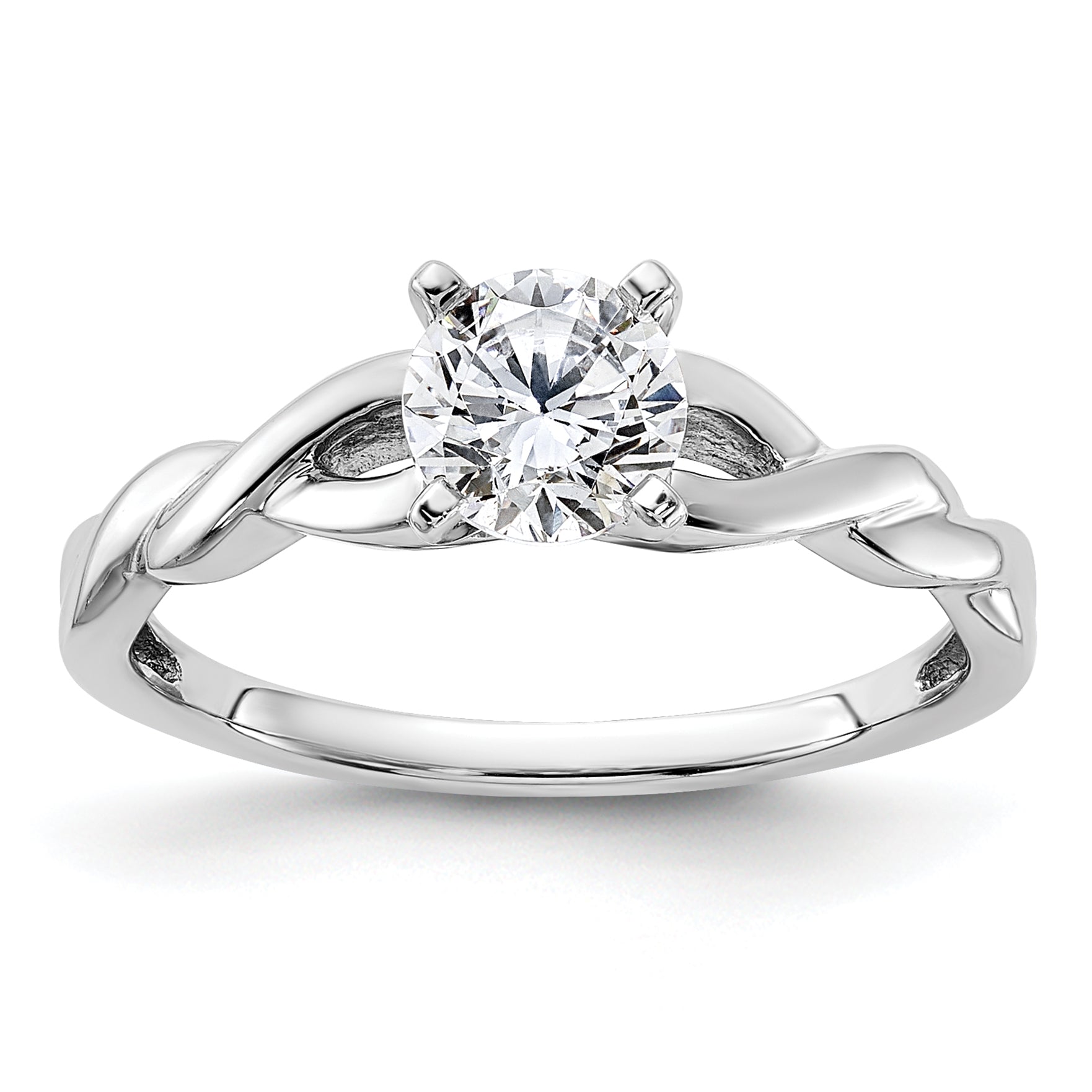 14k White Gold 1/2 carat Lab Grown Diamond VS/SI+ G+ Complete Round Solitaire Engagement Ring