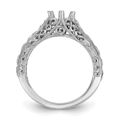 14k White Gold Round Solitaire 5/8 carat Center Vintage Engagement Ring Mounting (No Stones Included)