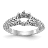 14k White Gold Round Solitaire 5/8 carat Center Vintage Engagement Ring Mounting (No Stones Included)