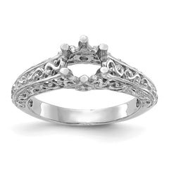 14k White Gold Round Solitaire 5/8 carat Center Vintage Engagement Ring Mounting (No Stones Included)