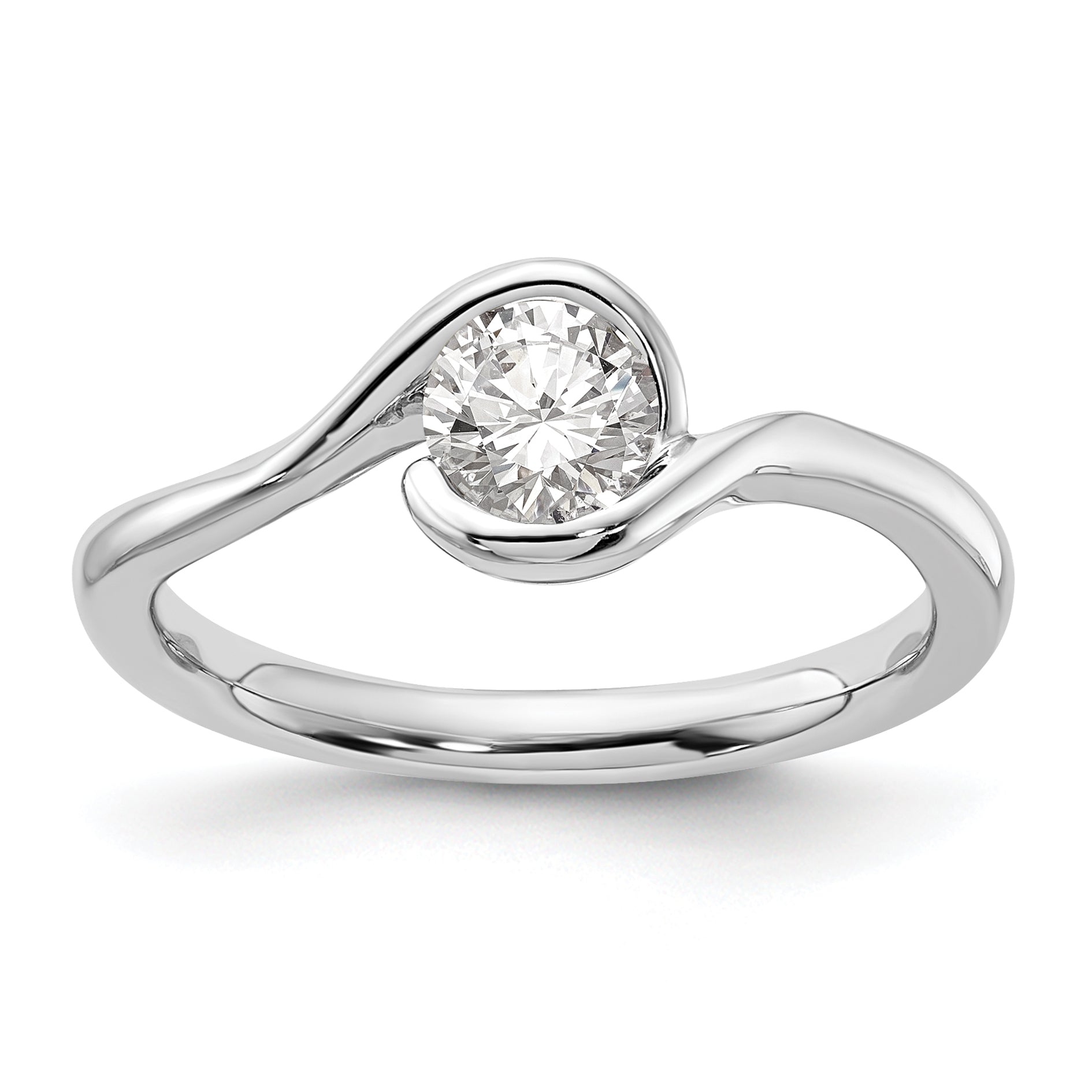14k White Gold 1/2 carat Lab Grown Diamond VS/SI+ G+ Complete Round Solitaire Engagement Ring